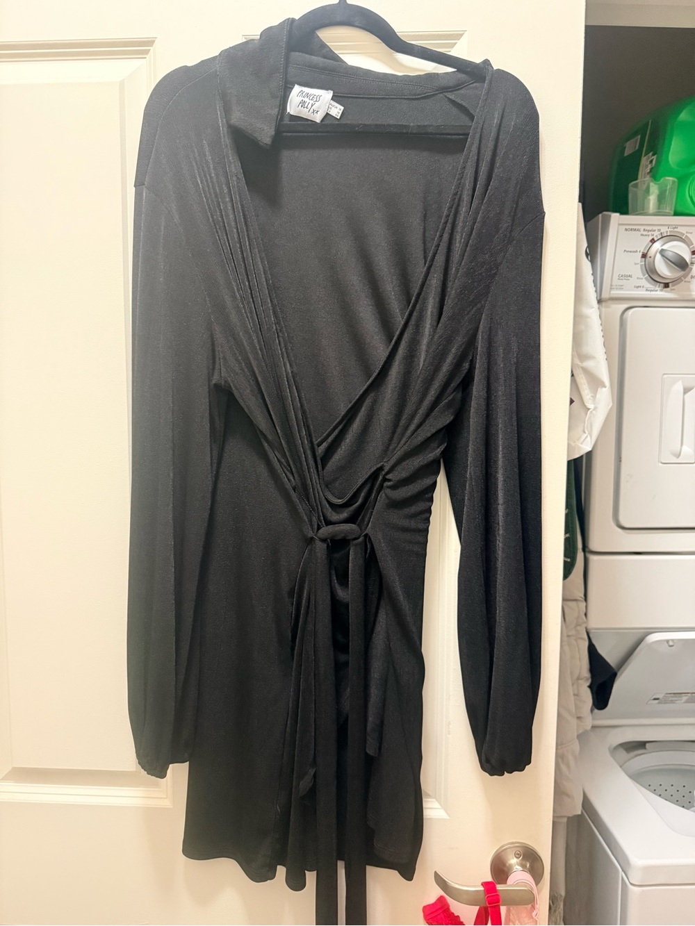 Princess Polly  Black Long-Sleeve Wrap Dress